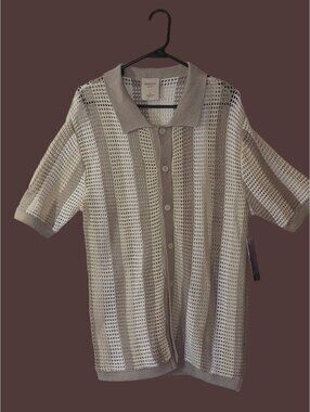 Massive Luxury NWT Crochet Knit Button-Up Shirt